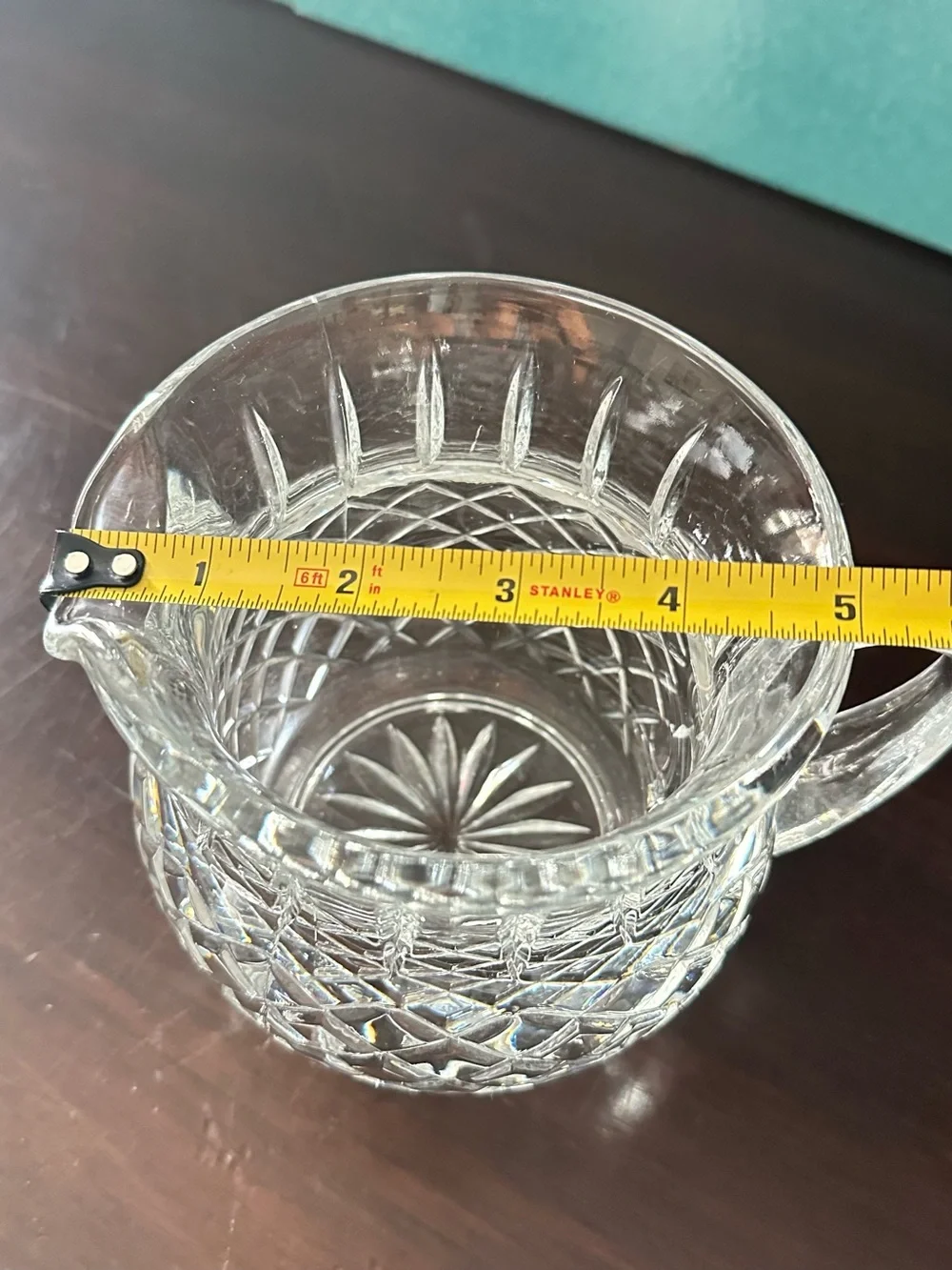 Clear Glass Diamond-Cut Pitcher